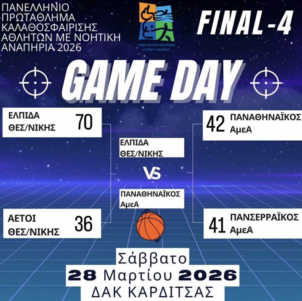 Πανελλήνιο Πρωτάθλημα Καλαθοσφαίρισης Αθλητών με Νοητική Αναπηρία 2026: Ελπίδα Θεσσαλονίκης vs Παναθηναϊκός ΑμεΑ για τον τίτλο